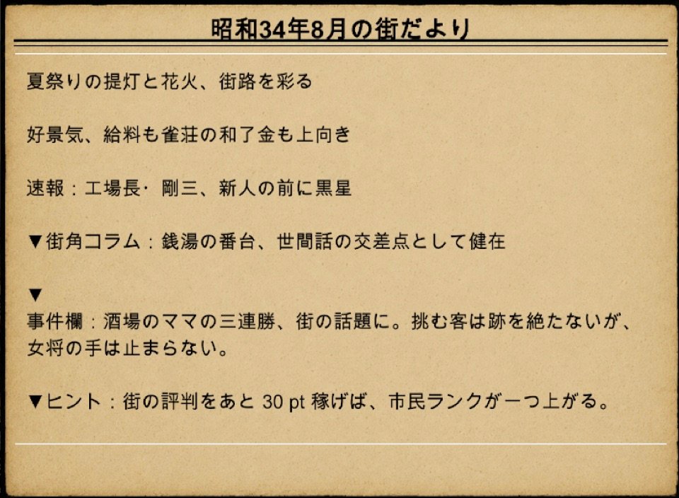 昭和雀士物語RPG 街だより